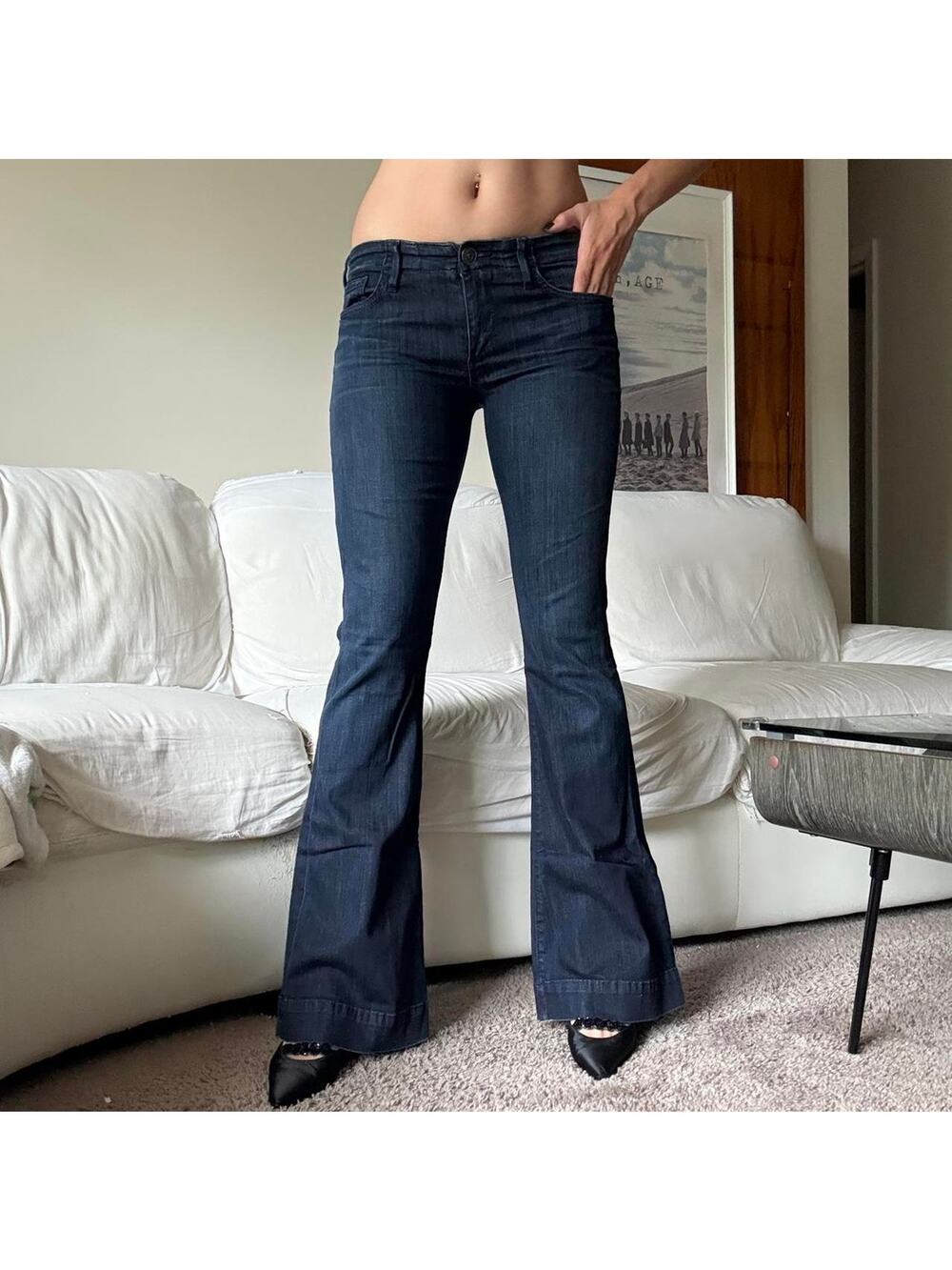 Low rise flare jeans dark wash